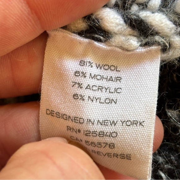 Intermix S black cream southwestern black white wool mohair knit cardigan - Picture 4 of 10